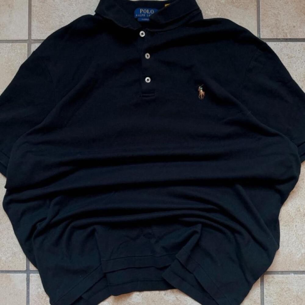 Polo by Ralph Lauren Classic Fit Black Short Sleeve Polo Shirt - Size L